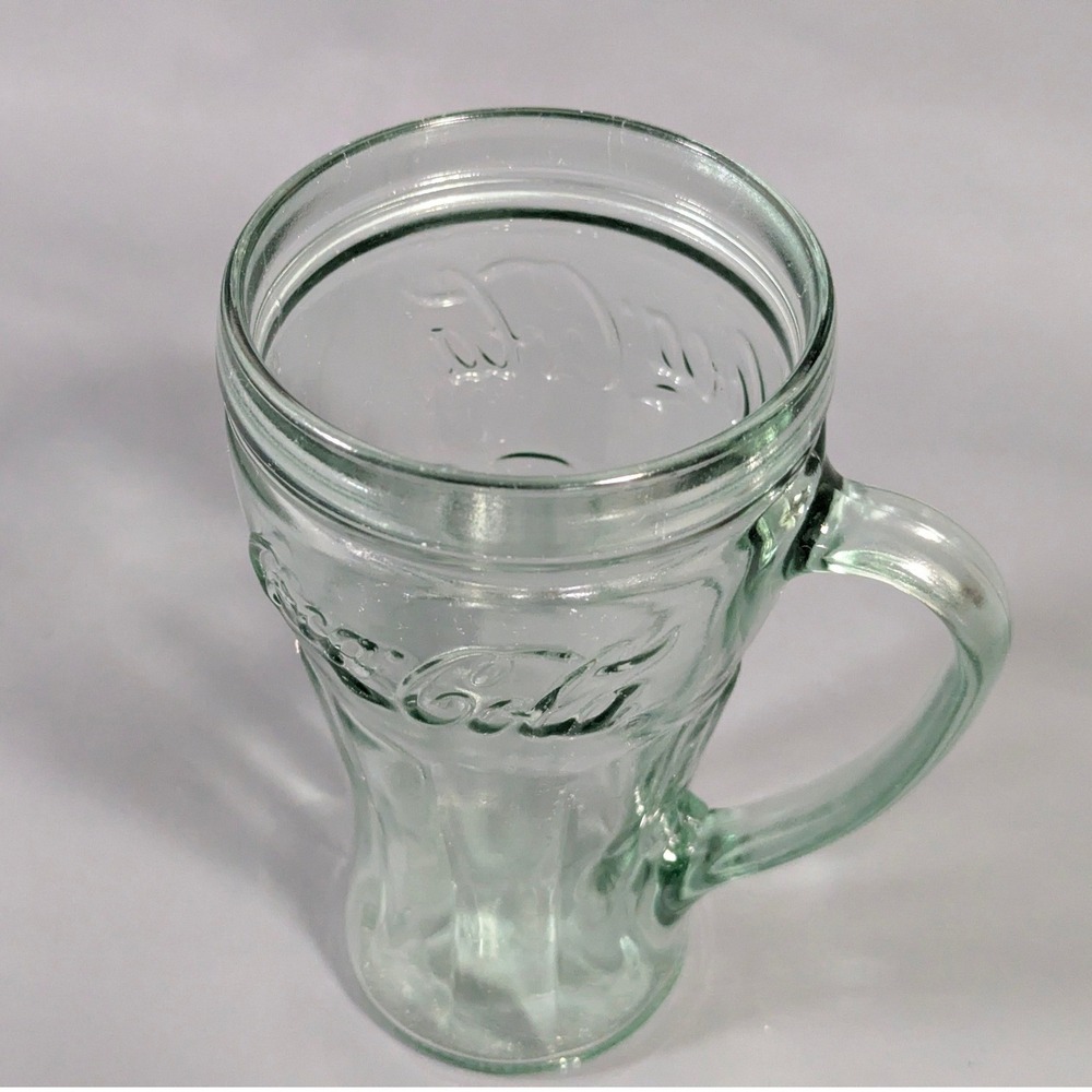 Coca-Cola Georgia Green Glass Mug Embossed Logo 6 Inch Vintage Soda Cup - Picture 4 of 5